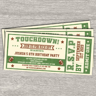 Vintage Football Ticket Birthday Invitation