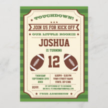 Vintage Football Ticket Birthday Invitation
