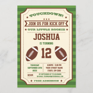 Vintage Football Ticket Birthday Invitation