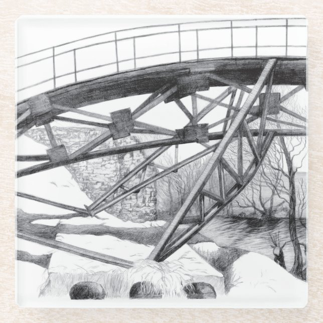 Vintage footbridge glass coaster (Front)