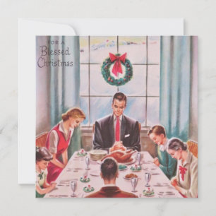 Vintage For A blessed Christmas Family Dinner Holiday Card