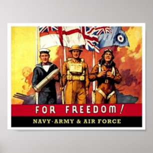 VIntage For Freedom Navy, Army, Air Force recruiti Poster