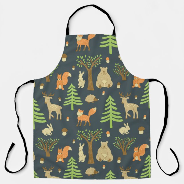 Vintage Forest Animals, Children's Pattern. Apron (Front)