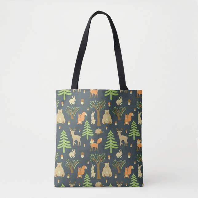 Vintage Forest Animals, Children's Pattern. Tote Bag (Front)