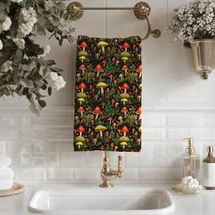 Vintage Forest Bath Towel Cosy Mushroom Style