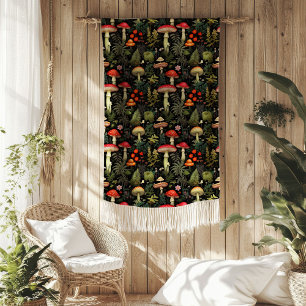 Vintage Forest Blanket Mushrooms & Rustic Style