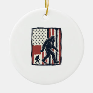 Vintage Forest Creature Flag Vector Shirt Design_1 Ceramic Tree Decoration