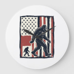 Vintage Forest Creature Flag Vector Shirt Design_1 Large Clock
