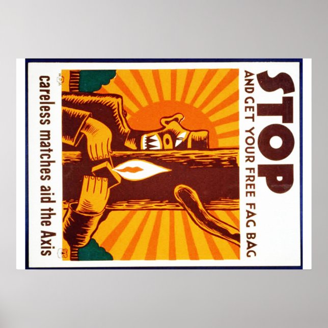 Vintage Forest Fire Prevention WPA Poster (Front)