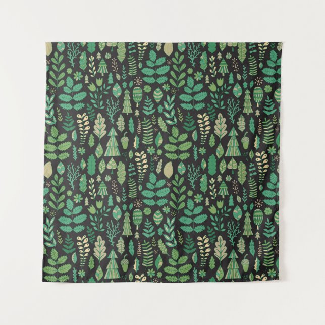Vintage Forest Floral Seamless Design Tapestry (Front)