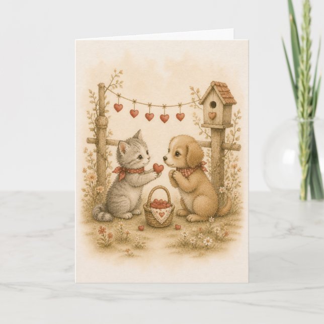 Vintage Forest Friends Greeting  Card (Front)