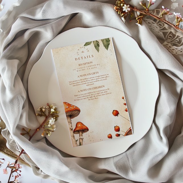 Vintage Forest Fungi Wedding Enclosure Card (Creator Uploaded)