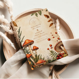 Vintage Forest Fungi Wedding Invitation