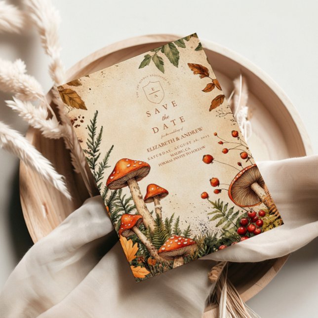 Vintage Forest Fungi Wedding Save The Date (Creator Uploaded)