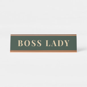 Vintage Forest Green Boss Lady Desk Custom Name Plate