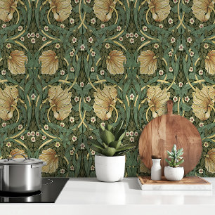 Vintage Forest Green Gold Pimpernel Primrose Wallpaper