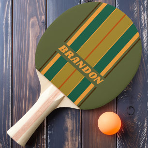Vintage Forest Marsh Board Stripes with Name Ping Pong Paddle
