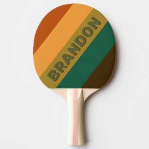 Vintage Forest Marsh Bold Striped with Name Ping Pong Paddle