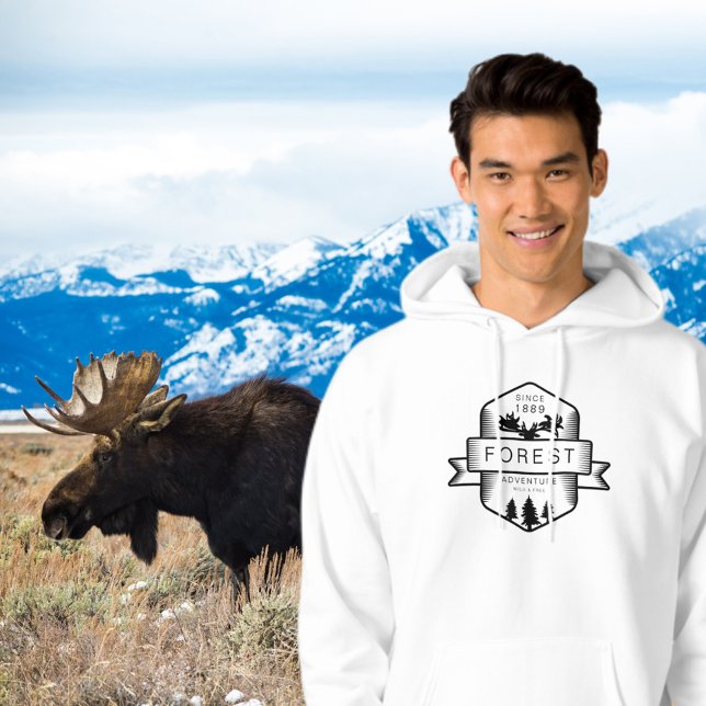 Vintage Forest Moose Badge Hoodie (Creator Uploaded)