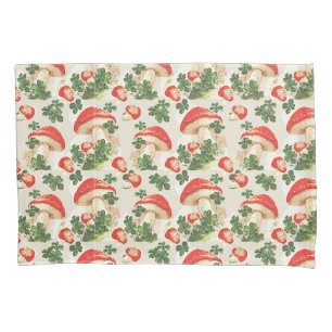 Vintage Forest Mushroom Lucky Clover Pattern Pillowcase