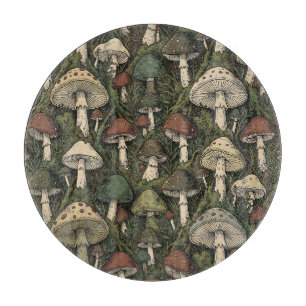  Vintage Forest Mushrooms Moody Cottagecore  Cutting Board