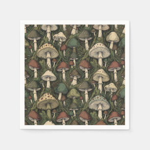  Vintage Forest Mushrooms Moody Cottagecore  Napkin