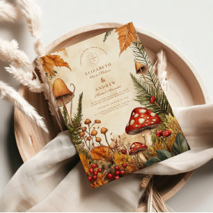 Vintage Forest Mushrooms Wedding Invitation