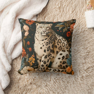 Vintage Forest Tiger Botanical Floral Garden Cushion