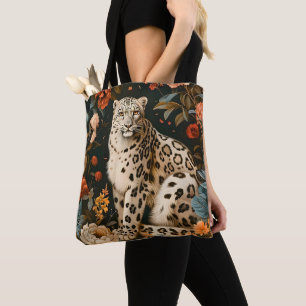 Vintage Forest Tiger Botanical Floral Garden Tote Bag