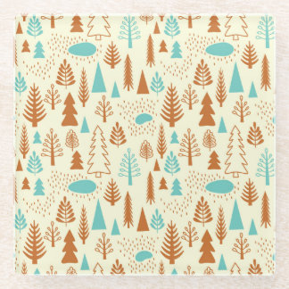 Vintage Forest: Timeless Natural Pattern. Glass Coaster