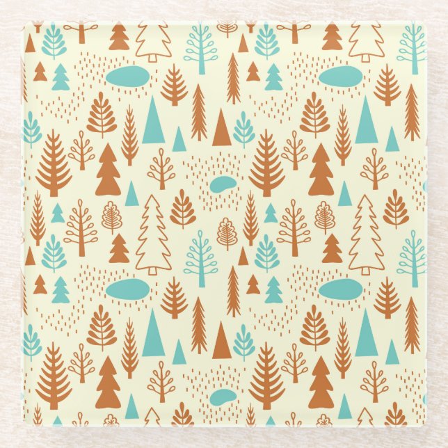 Vintage Forest: Timeless Natural Pattern. Glass Coaster (Front)