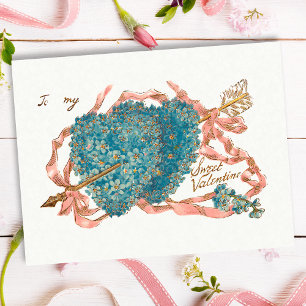 Vintage Forget-Me-Not Hearts Postcard