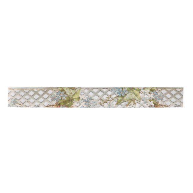 Vintage Forget-Me-Not Trellis Satin Ribbon (Front)