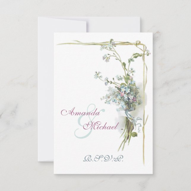 Vintage forget me nots RSVP (Front)