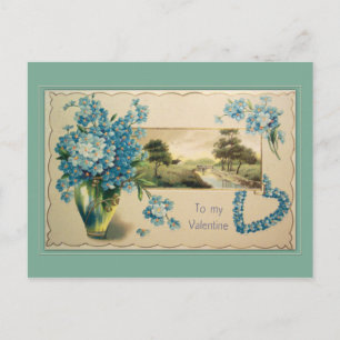Vintage Forget-me-nots Valentine Holiday Postcard