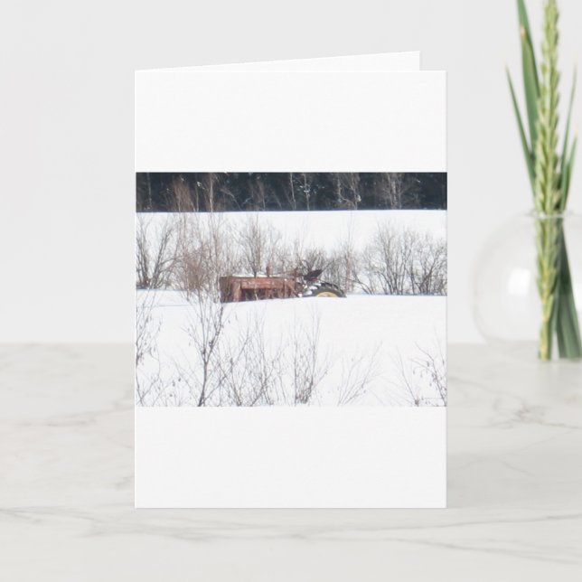 Vintage Forgotten Tractor Christmas Card (Front)