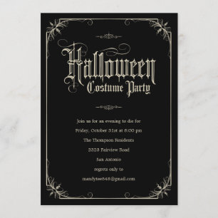 Vintage Formal Halloween Costume Party Invitations