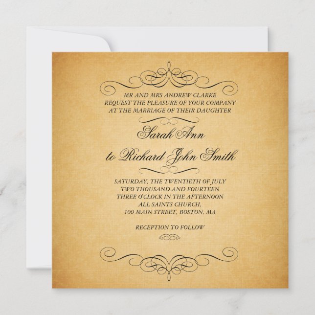 Vintage Formal Wedding Invitations Flourish (Front)