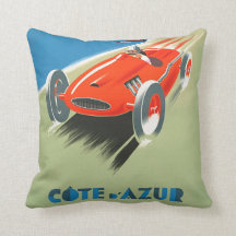 Vintage Formula One Racing Poster Art Throw Pillow