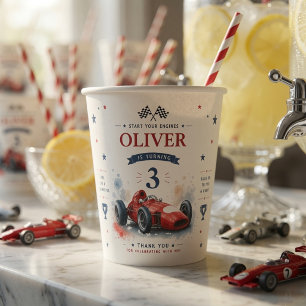 Vintage Formula Race Car Personalised Paper Cups
