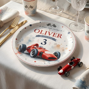 Vintage Formula Race Car Personalised Paper Plate
