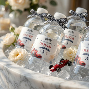 Vintage Formula Race Car Personalised Water Bottle Label