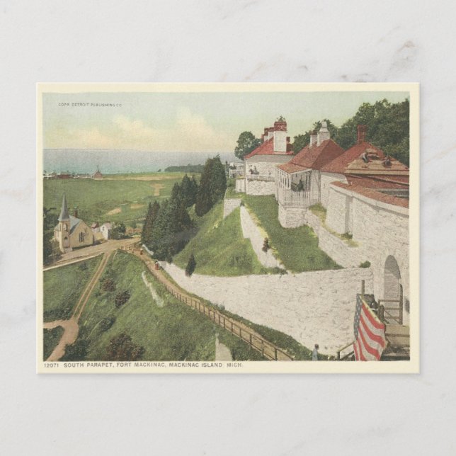 Vintage Fort Mackinac, Mackinac Island Michigan Postcard (Front)