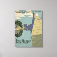 Vintage Fort Marion Florida America Travel Poster