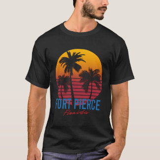 Vintage Fort Pierce Florida Palm Trees Sunset Fl R T-Shirt