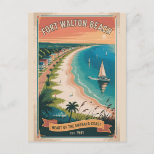 Vintage Fort Walton Beach Florida Retro Travel Postcard