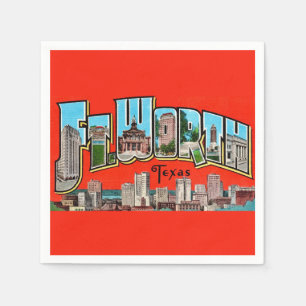Vintage Fort Worth TX Postcard Napkins