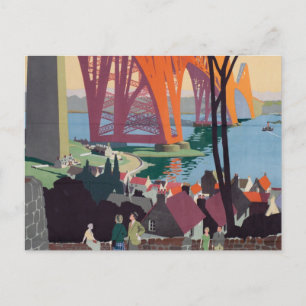 Vintage Forth Bridge Scotland Railroad Travel Art Postcard