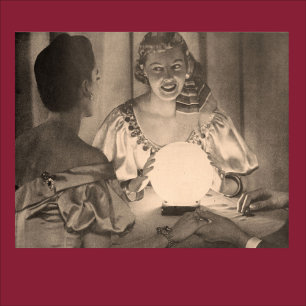 Vintage Fortune Teller with Crystal Ball Sepia Poster