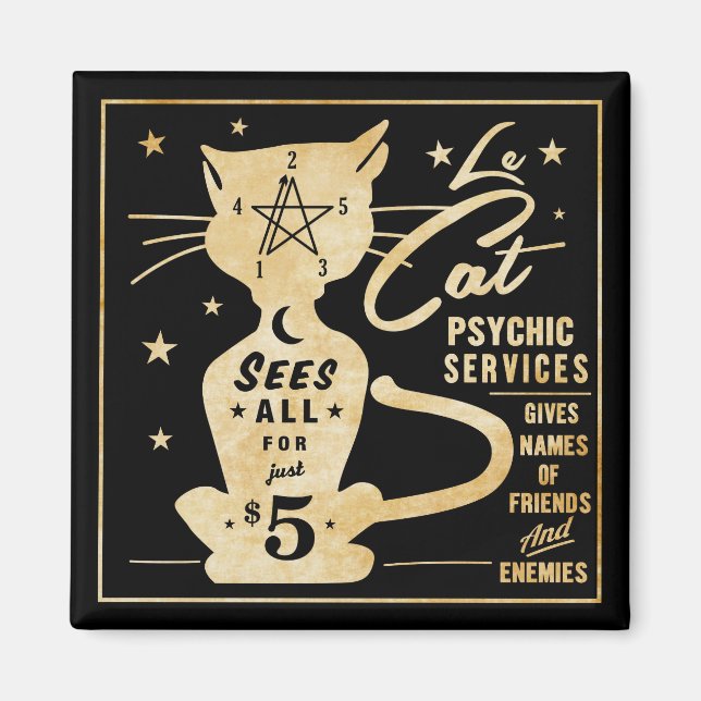 Vintage Fortune Telling Design - Le Cat Magnet (Front)
